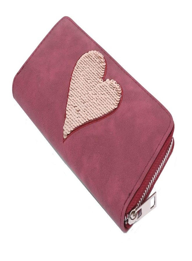 موكا محفظة يد طويلة بسحاب من MOCA Premium للنساء والفتيات، محفظة نسائية أنيقة مزودة بجيب للهاتف المحمول وحامل للنقود والبطاقات (لون أحمر خمري). - Image 1